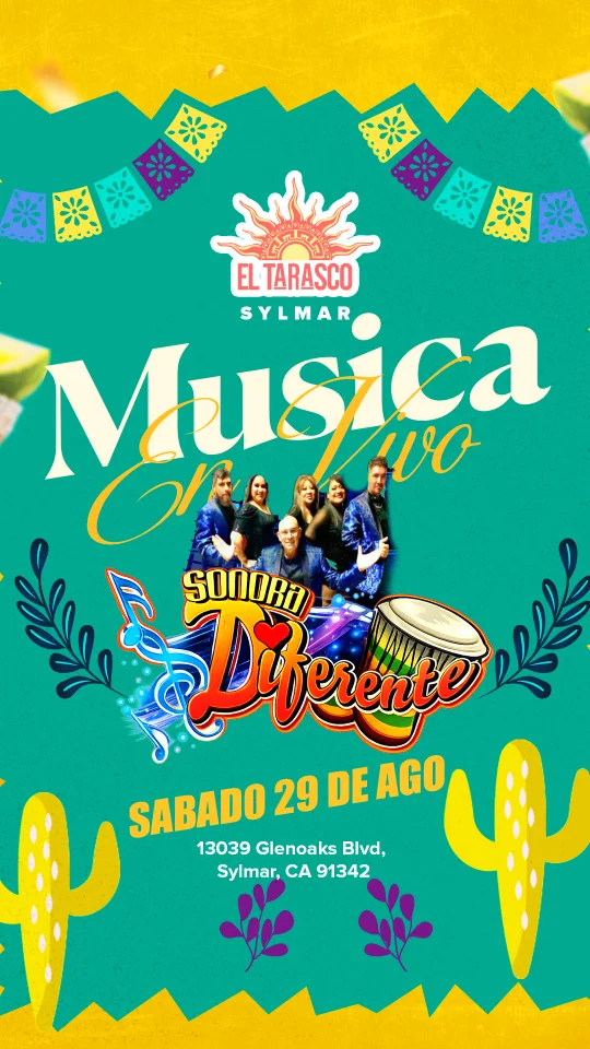 Sonora Diferente flyer, Saturday, August 29 at El Tarasco Sylmar