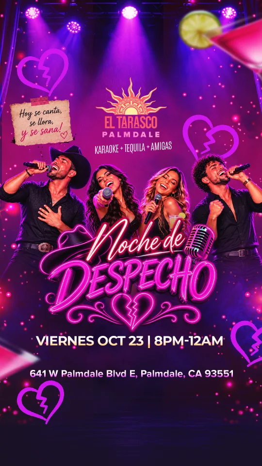 Noche de Despecho flyer, Friday, October 23 at El Tarasco Palmdale